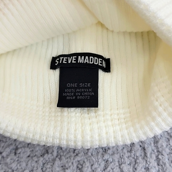 Steve Madden Thermal Knit Hat One Size Fits Most Off White 💥NWT🥳 - Picture 3 of 4